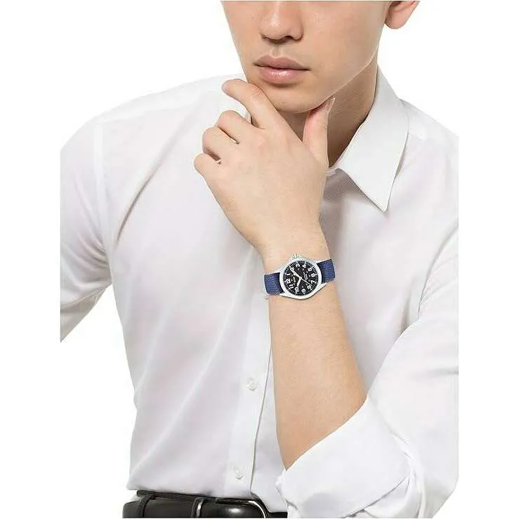 ALBA QUARTZ BLUE NYLON STRAP BLACK DIAL MEN WATCH AQPK402