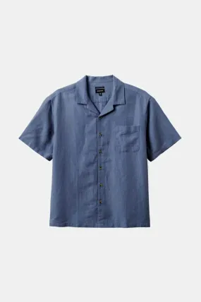 Bunker Linen S/S Camp Collar Woven Shirt - Flint Stone Blue