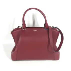 CARTIER Handbag L1001829 leather Bordeaux logo 2WAY bag Shoulder Bag Crossbody C de Cartier SM Women Used Authentic