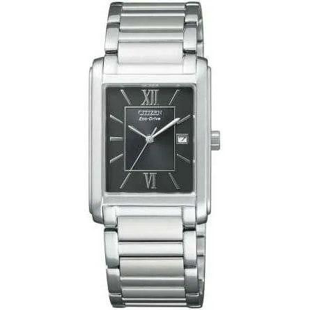 CITIZEN COLLECTION ECO DRIVE SILVER STRAP ANALOG SQUARE MEN WATCH FRA59-2431