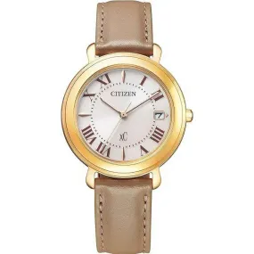 CITIZEN XC HIKARI COLLECTION ECO-DRIVE SOLAR BEIGE LEATHER STRAP LADIES WATCH EO1203-03A