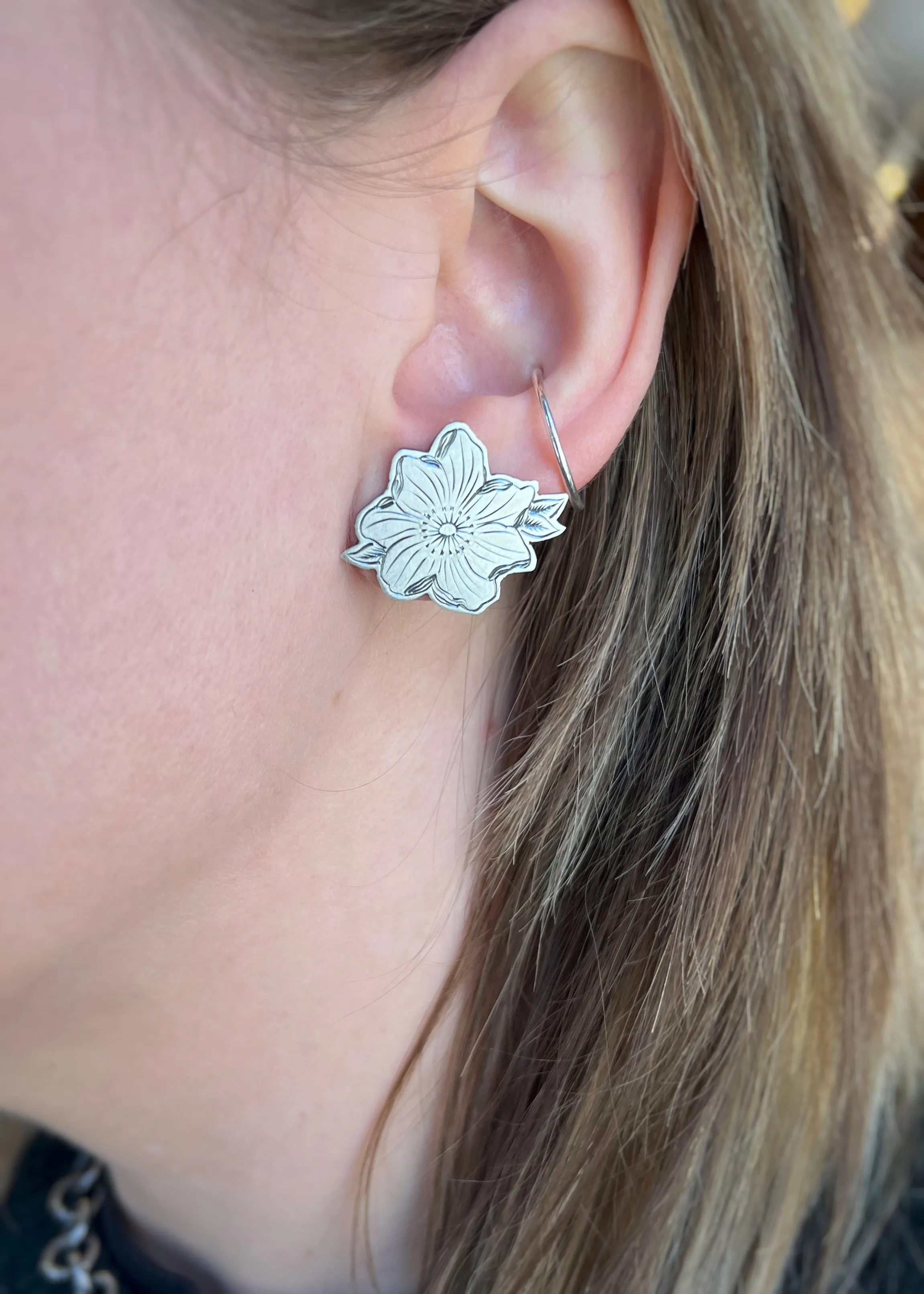 Engraved Lily Studs