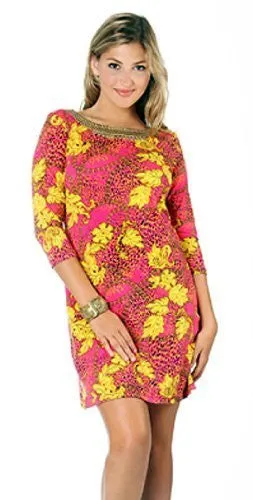 Joyous & Free Pink Geometric Print - La Vida Loca, Tunic Round Neck