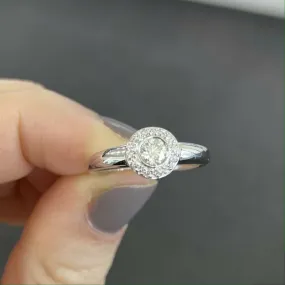 'LUNA' 18ct White Gold Bezel Set Diamond Halo Ring