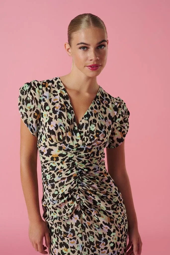 MADDIE RUCHED LEOPARD DRESS