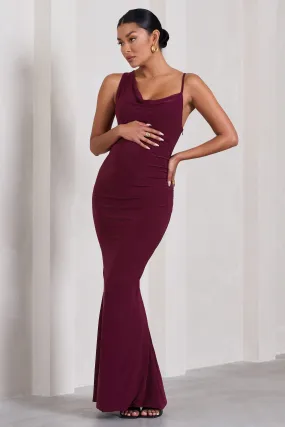 Phantasy | Robe longue de grossesse rouge bordeaux à col bénitier