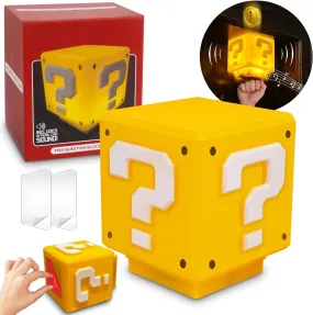 Super Bros-Mini Question Block Night Light,Bedside Lamp, Desklamp for Kids and Fans, Birthday Gift, Holiday Gift,Equipped with The Game's Same Gold Coin Sound(with USB Power Cable)